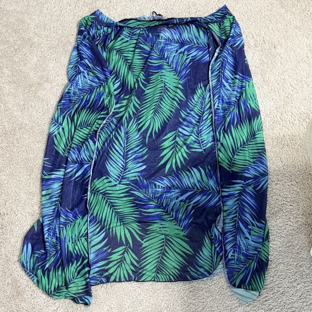 Lightweight Tropical Beach Sarong Coverup | Blue And Green | 2XL